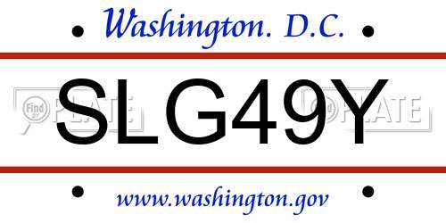 SLG49Y District Of Columbia License Plate