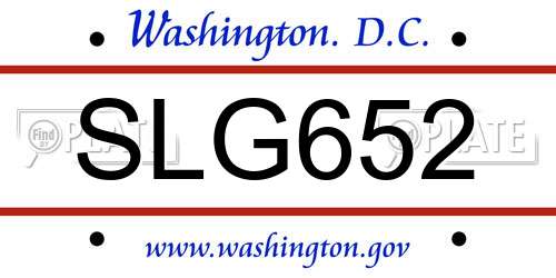 SLG652 District Of Columbia License Plate