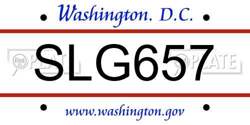 SLG657 District Of Columbia License Plate