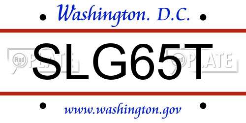 SLG65T District Of Columbia License Plate