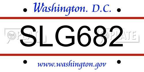 SLG682 District Of Columbia License Plate