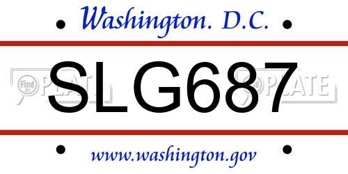 SLG687 District Of Columbia License Plate