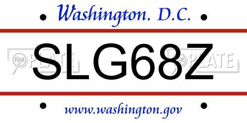 SLG68Z District Of Columbia License Plate