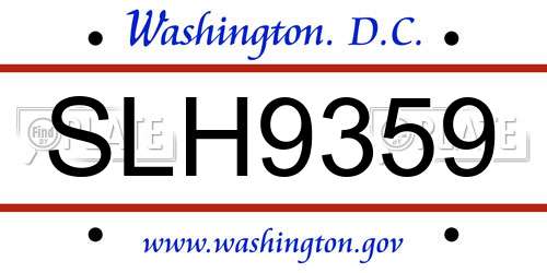 SLH9359 District Of Columbia License Plate
