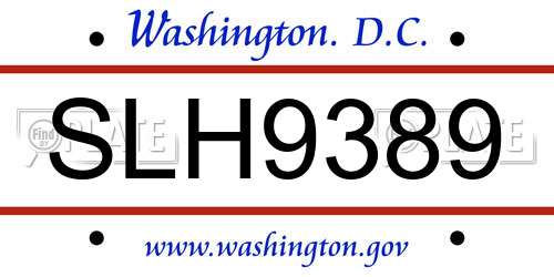 SLH9389 District Of Columbia License Plate