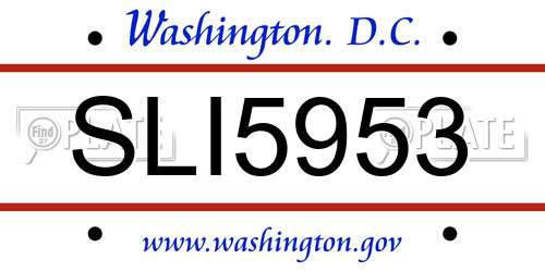 SLI5953 District Of Columbia License Plate