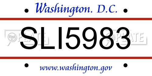 SLI5983 District Of Columbia License Plate