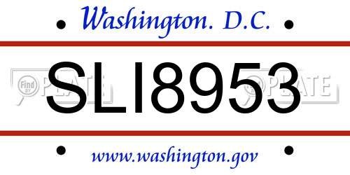 SLI8953 District Of Columbia License Plate