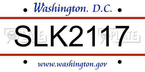 SLK2117 District Of Columbia License Plate