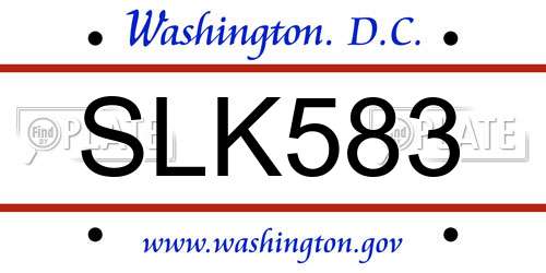 SLK583 District Of Columbia License Plate