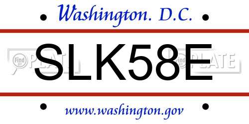 SLK58E District Of Columbia License Plate