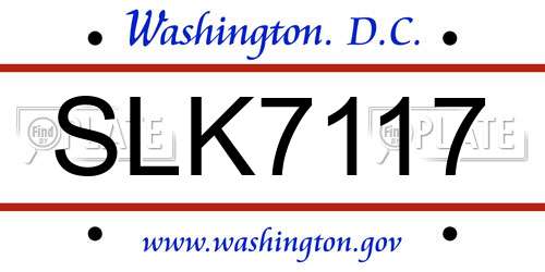 SLK7117 District Of Columbia License Plate