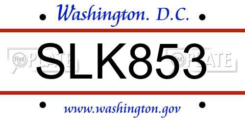 SLK853 District Of Columbia License Plate
