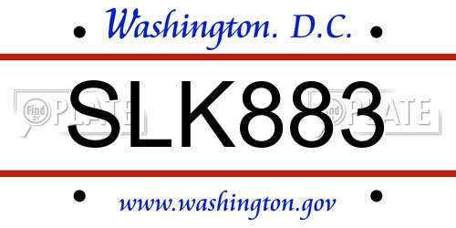 SLK883 District Of Columbia License Plate