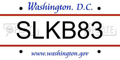 SLKB83 District Of Columbia License Plate