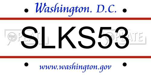 SLKS53 District Of Columbia License Plate