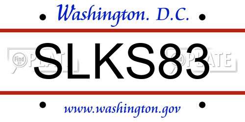 SLKS83 District Of Columbia License Plate