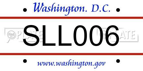 SLL006 District Of Columbia License Plate