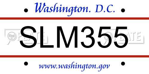 SLM355 District Of Columbia License Plate