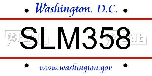 SLM358 District Of Columbia License Plate