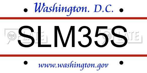 SLM35S District Of Columbia License Plate