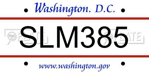 SLM385 District Of Columbia License Plate