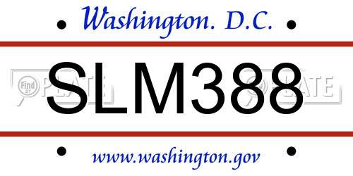SLM388 District Of Columbia License Plate