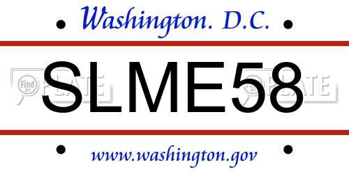 SLME58 District Of Columbia License Plate