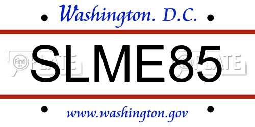 SLME85 District Of Columbia License Plate