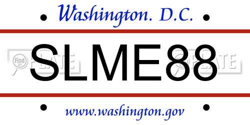 SLME88 District Of Columbia License Plate
