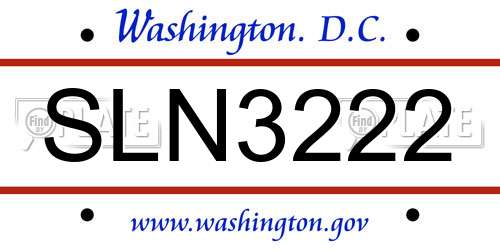 SLN3222 District Of Columbia License Plate