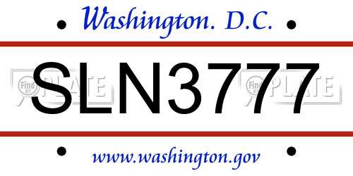 SLN3777 District Of Columbia License Plate