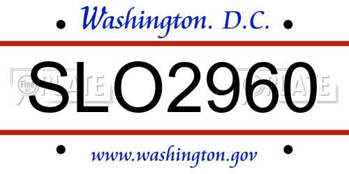 SLO2960 District Of Columbia License Plate