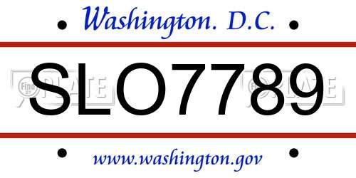 SLO7789 District Of Columbia License Plate