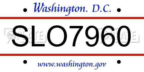 SLO7960 District Of Columbia License Plate