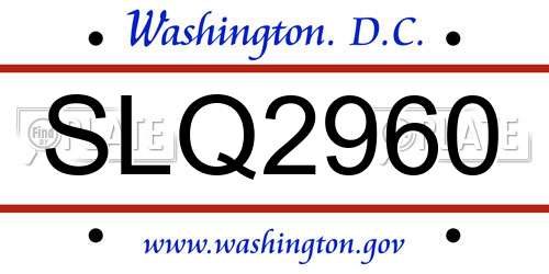SLQ2960 District Of Columbia License Plate