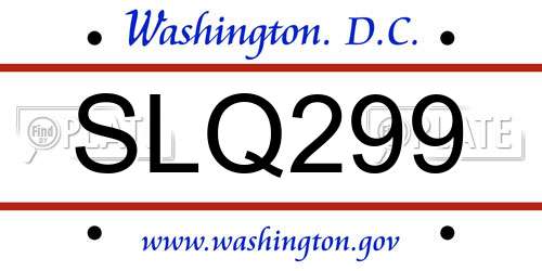 SLQ299 District Of Columbia License Plate