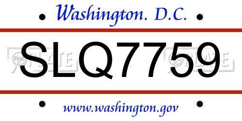 SLQ7759 District Of Columbia License Plate