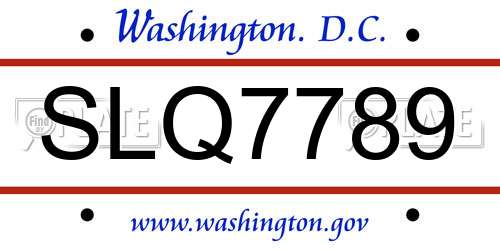 SLQ7789 District Of Columbia License Plate