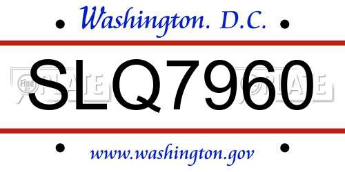 SLQ7960 District Of Columbia License Plate