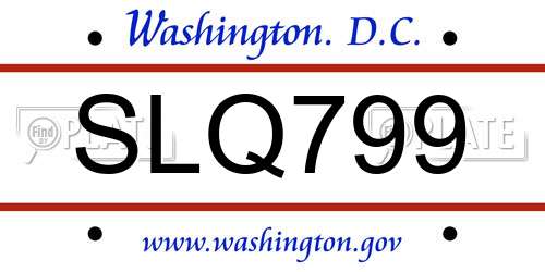 SLQ799 District Of Columbia License Plate