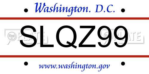 SLQZ99 District Of Columbia License Plate