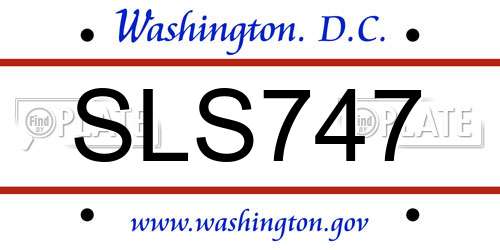 SLS747 District Of Columbia License Plate