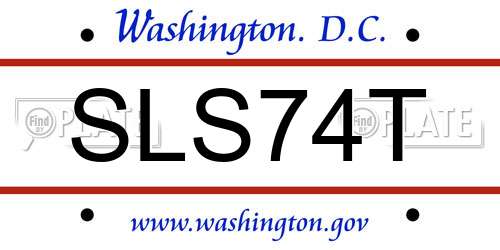 SLS74T District Of Columbia License Plate