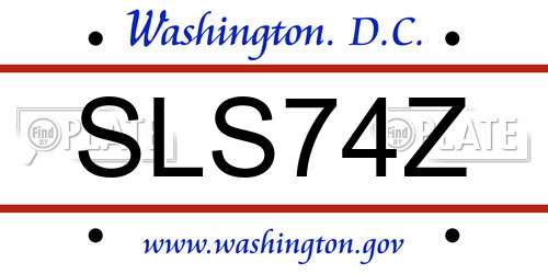 SLS74Z District Of Columbia License Plate