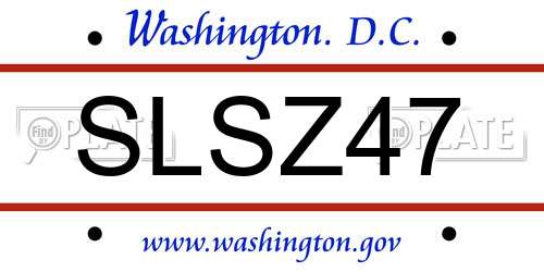 SLSZ47 District Of Columbia License Plate