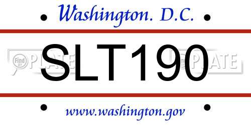SLT190 District Of Columbia License Plate