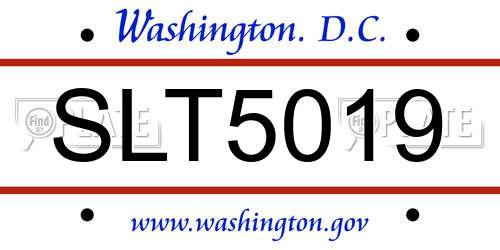 SLT5019 District Of Columbia License Plate