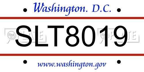 SLT8019 District Of Columbia License Plate