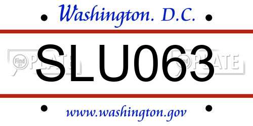 SLU063 District Of Columbia License Plate